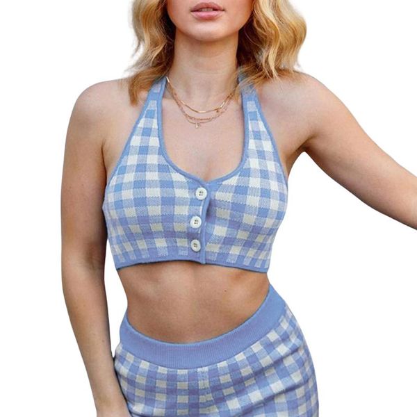 women's tanks & camis women's halter crop tank , sleeveless plaid print button down knitted camisole, White
women's tanks & camis women's halter crop tank , sleeveless plaid print button down knitted camisole, White
