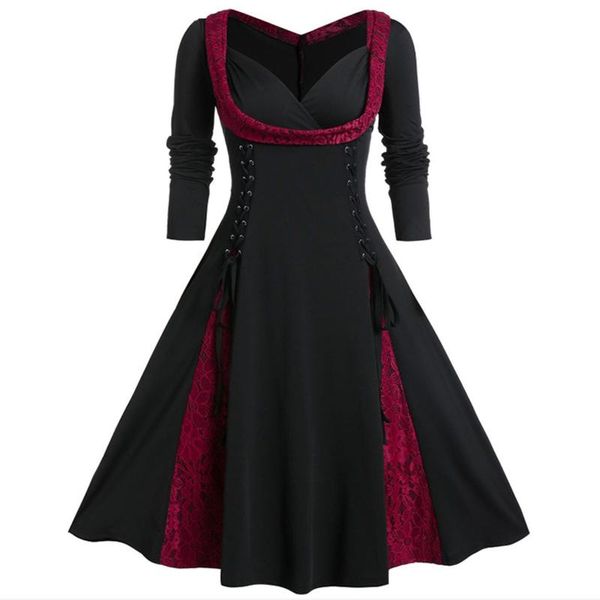 casual dresses vintage dress women v-neck lace patchwork a-line button long sleeve pleated swing pin up vestido, Black;gray
casual dresses vintage dress women v-neck lace patchwork a-line button long sleeve pleated swing pin up vestido, Black;gray