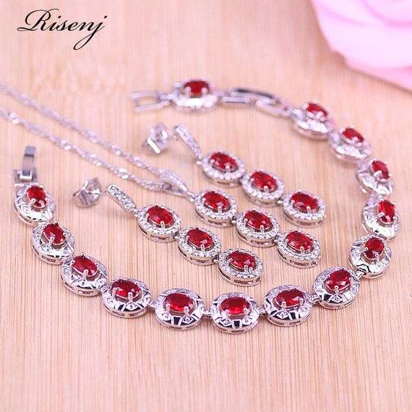 earrings & necklace risenj come 5 colors zircon silver color jewelry set for women red stone oval bracelet
earrings & necklace risenj come 5 colors zircon silver color jewelry set for women red stone oval bracelet