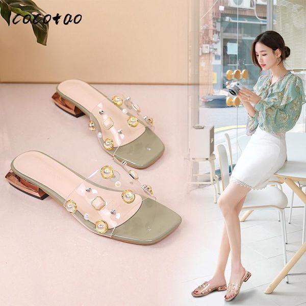 slippers sandals and women 2021 spring wild pearl transparent temperament summer wear fashion thick heels, Black
slippers sandals and women 2021 spring wild pearl transparent temperament summer wear fashion thick heels, Black