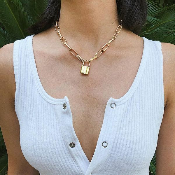 pendant necklaces fnio rock lock choker necklace layered chain on the neck with punk jewelry men key padlock for women gift, Silver
pendant necklaces fnio rock lock choker necklace layered chain on the neck with punk jewelry men key padlock for women gift, Silver