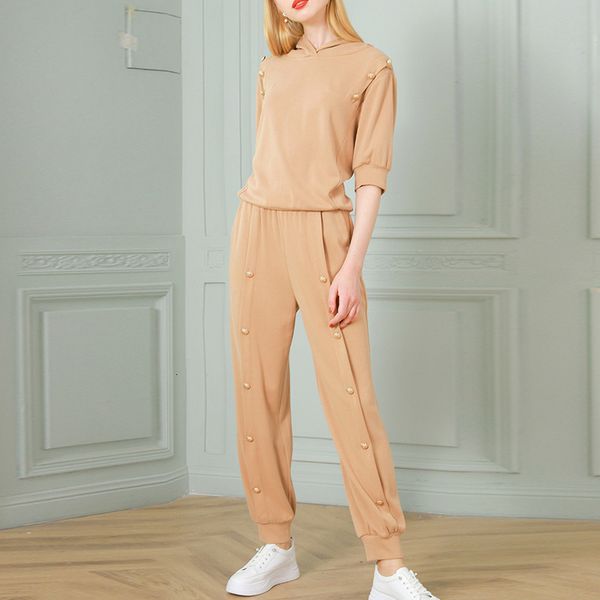 women's two piece pants high street fashion will see from two parts clothing designers with upper neck hood and suit pants casual sets, White
women's two piece pants high street fashion will see from two parts clothing designers with upper neck hood and suit pants casual sets, White