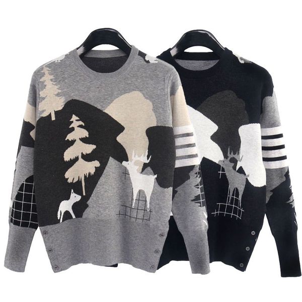 wool winter warm soft new four bar graffiti jacquard round neck pullover men's and women's sweater, White;black
wool winter warm soft new four bar graffiti jacquard round neck pullover men's and women's sweater, White;black