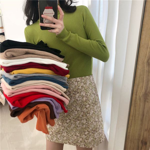 autumn women lady sweater solid turtleneck sweater women slim tight bottoming knitted casual pullovers white 210423, White;black
autumn women lady sweater solid turtleneck sweater women slim tight bottoming knitted casual pullovers white 210423, White;black