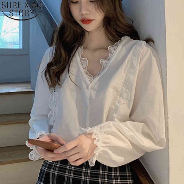cotton shirts with blouses korean vintage v-neck elegant casual long sleeve lace shirt women blusas 10913 210417, White
cotton shirts with blouses korean vintage v-neck elegant casual long sleeve lace shirt women blusas 10913 210417, White