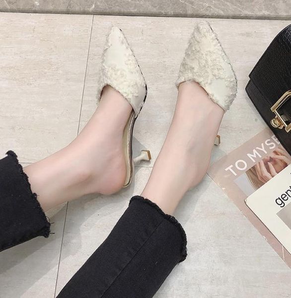 slippers summer style baotou half drag versatile high - heeled sandals with pointed toes, Black
slippers summer style baotou half drag versatile high - heeled sandals with pointed toes, Black