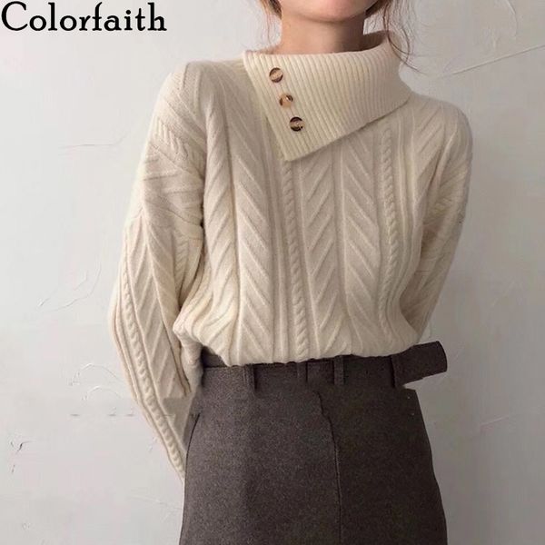 colorfaith new women's autumn winter knitwear turtleneck button warm pullover korean solid minimalist elegant jumper sw9338 210413, White;black
colorfaith new women's autumn winter knitwear turtleneck button warm pullover korean solid minimalist elegant jumper sw9338 210413, White;black