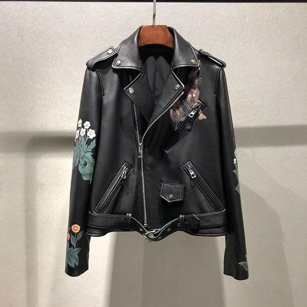 women's leather & faux genuine jacket women arrival brand outerwear spring and autumn real sheepskin coat animal motifs slim coats, Black
women's leather & faux genuine jacket women arrival brand outerwear spring and autumn real sheepskin coat animal motifs slim coats, Black