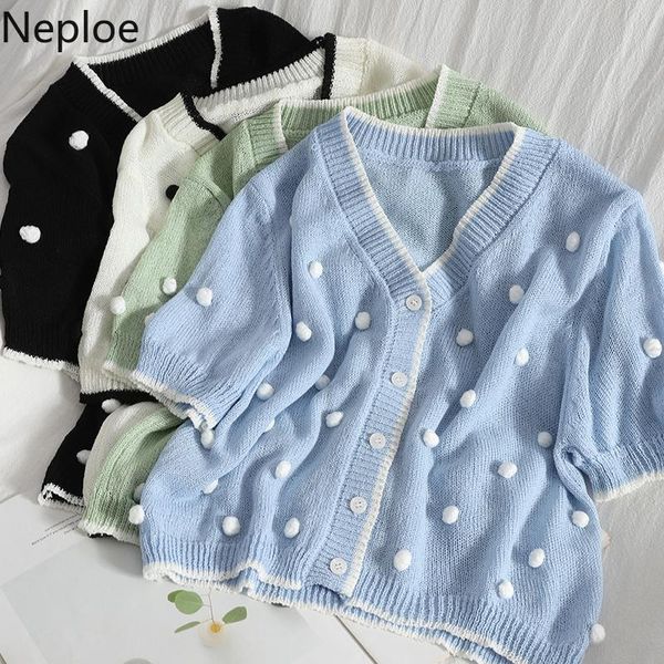 women's knits & tees neploe contrast color v neck cardigan women fashion 3d ball knitted sweater coat korean single breasted thin vinta, White
women's knits & tees neploe contrast color v neck cardigan women fashion 3d ball knitted sweater coat korean single breasted thin vinta, White