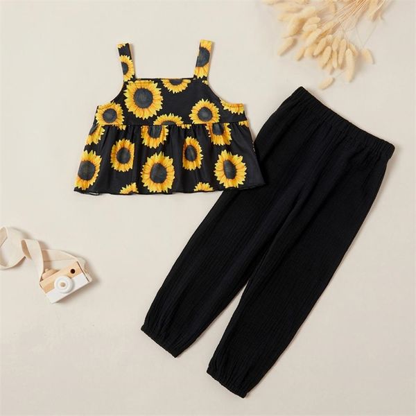 summer fashionable sunflower allover and solid pants set kids girl sets suits camisole trousers clothes 210528, White
summer fashionable sunflower allover and solid pants set kids girl sets suits camisole trousers clothes 210528, White