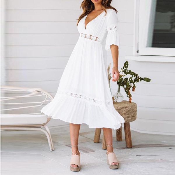 casual dresses solid a line high waist ruffled hollow out short sleeve office lady dress women white summer fashion woman, Black;gray
casual dresses solid a line high waist ruffled hollow out short sleeve office lady dress women white summer fashion woman, Black;gray