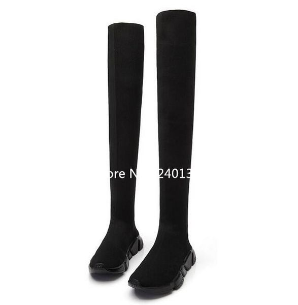 boots black knitting women knee-high breathable round toe elastic slip-on slim thick bottom sock zapatos mujer
boots black knitting women knee-high breathable round toe elastic slip-on slim thick bottom sock zapatos mujer