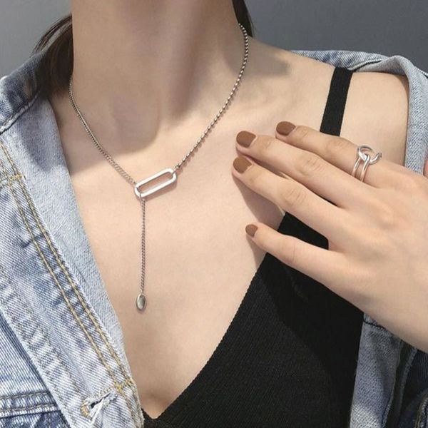 pendant necklac south korea east gate s925 sier geometric necklace women's simple tassel pendant clavicle chain fashion, Silver
pendant necklac south korea east gate s925 sier geometric necklace women's simple tassel pendant clavicle chain fashion, Silver