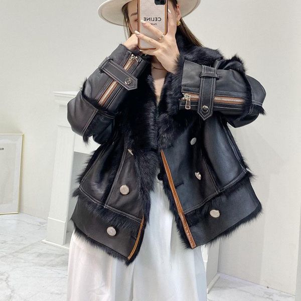 women's fur & faux real tuscany import sheep coat winter women short wtyle casual full plet outerwear turn-down collar long sleeve jack, Black
women's fur & faux real tuscany import sheep coat winter women short wtyle casual full plet outerwear turn-down collar long sleeve jack, Black