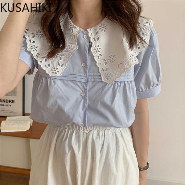 kusahiki summer sweet puff sleeve womens korean embroidery hollow-out peter pan collar blouse shirt camisas de mujer 6h742 210602, White
kusahiki summer sweet puff sleeve womens korean embroidery hollow-out peter pan collar blouse shirt camisas de mujer 6h742 210602, White