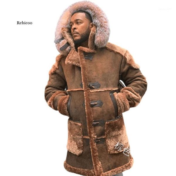 winter men's fashion long sleeve fur thicken warm shearling coat men faux suede hooded jacket outwear trench coats, Tan;black
winter men's fashion long sleeve fur thicken warm shearling coat men faux suede hooded jacket outwear trench coats, Tan;black
