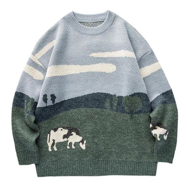 men's sweaters 2021 men cow vintage winter sweater pullover o-neck korean knitted women casual harajuku couple knit streetwear oversize, White;black
men's sweaters 2021 men cow vintage winter sweater pullover o-neck korean knitted women casual harajuku couple knit streetwear oversize, White;black