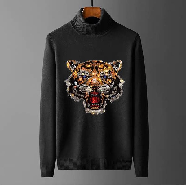 men's sweaters long sleeve knit bottoming black turtleneck drilling sweater 2021 sweatshirt animal personality slim pullover, White;black
men's sweaters long sleeve knit bottoming black turtleneck drilling sweater 2021 sweatshirt animal personality slim pullover, White;black