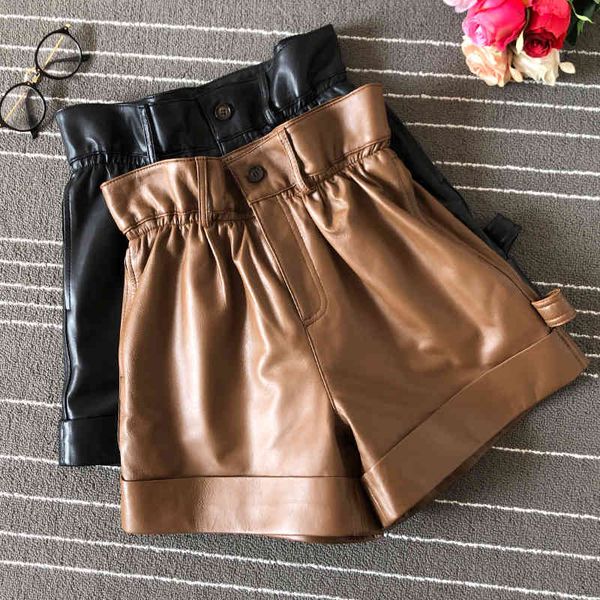 women's pants & capris 2021 spring autumn female high-rise genuine leather loose broad leg b716, Black;white
women's pants & capris 2021 spring autumn female high-rise genuine leather loose broad leg b716, Black;white