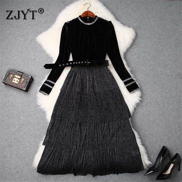 fashion designer autumn winter women runway long sleeve ruffle layered patchwork velvet dress vintage party vestido 210601, Black;gray
fashion designer autumn winter women runway long sleeve ruffle layered patchwork velvet dress vintage party vestido 210601, Black;gray