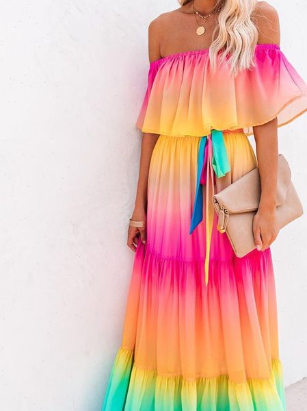 off shoulder rainbow color dress womens sleepwears elegant chiffon summer autumn loose maxi lace up pleated party vestidos, Black;red
off shoulder rainbow color dress womens sleepwears elegant chiffon summer autumn loose maxi lace up pleated party vestidos, Black;red