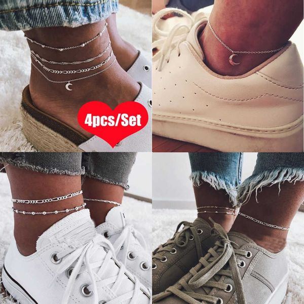 f1757 foot decoration alloy silver moon pendant pearl chain foot chain set four piece set
f1757 foot decoration alloy silver moon pendant pearl chain foot chain set four piece set