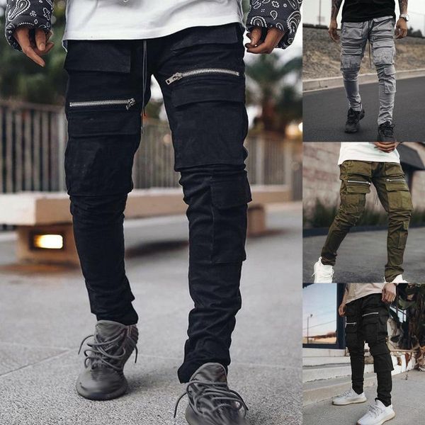 men's pants small feet slim zipper trousers solid color tooling casual autumn and winter fashion streetwear, Black
men's pants small feet slim zipper trousers solid color tooling casual autumn and winter fashion streetwear, Black