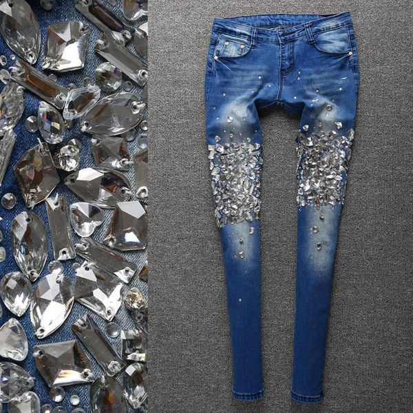 women's jeans women luxury rhinestones diamond denim female skinny stretch pencil slim bling-bling pants ankle length, Blue
women's jeans women luxury rhinestones diamond denim female skinny stretch pencil slim bling-bling pants ankle length, Blue