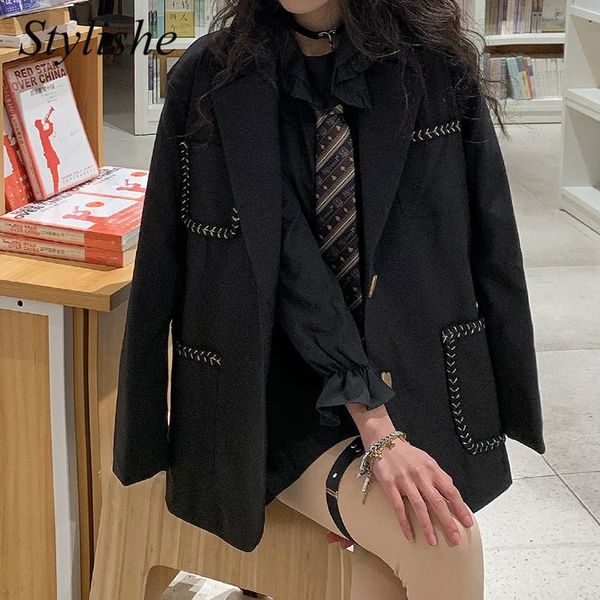women's suits & blazers preppy black suit blazer girls single breasted oversized jackets women spring korean fashion loose buttons coat, White;black
women's suits & blazers preppy black suit blazer girls single breasted oversized jackets women spring korean fashion loose buttons coat, White;black