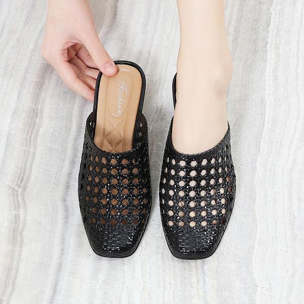 slippers shoes woman 2021 med square heel fretwork heels flat platform pantofle shale female beach luxury slides block sabot, Black
slippers shoes woman 2021 med square heel fretwork heels flat platform pantofle shale female beach luxury slides block sabot, Black