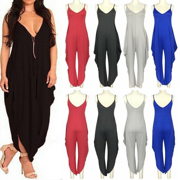 women's jumpsuits & rompers style sleeveless summer baggy loose jumpsuit pure color harem deep v neck beach fashion 2021, Black;white
women's jumpsuits & rompers style sleeveless summer baggy loose jumpsuit pure color harem deep v neck beach fashion 2021, Black;white