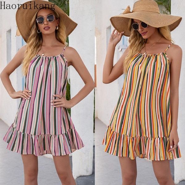casual dresses women summer stripe print sleeveless dress sling straps mini beach, Black;gray
casual dresses women summer stripe print sleeveless dress sling straps mini beach, Black;gray