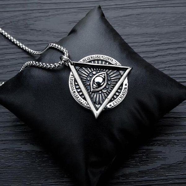 pendant necklaces gothic stainless steel all seeing eye necklace men illuminati of providence god's jewelry chain, Silver
pendant necklaces gothic stainless steel all seeing eye necklace men illuminati of providence god's jewelry chain, Silver