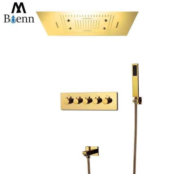 boenn luxury villa gold rain shower systems set bathroom faucets 23"x31" music led head panel thermostatic mixer brass sets
boenn luxury villa gold rain shower systems set bathroom faucets 23"x31" music led head panel thermostatic mixer brass sets