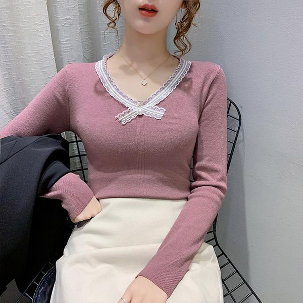 women's sweaters lace stitch v-neck female pullover woman blouses winter clothing latest 2021 spring autumn korean vestido d0346, White;black
women's sweaters lace stitch v-neck female pullover woman blouses winter clothing latest 2021 spring autumn korean vestido d0346, White;black