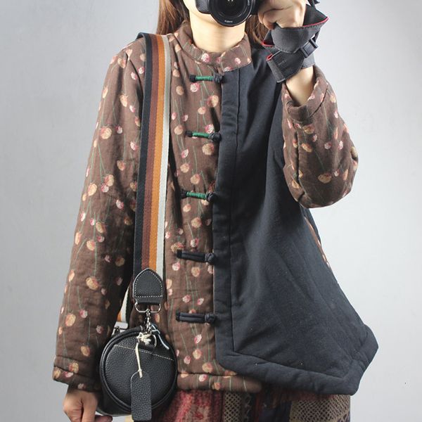 women's down & parkas johnature women cotton linen vintage patchwork color button stand warm 2021 winter print floral irregular coats, Black
women's down & parkas johnature women cotton linen vintage patchwork color button stand warm 2021 winter print floral irregular coats, Black