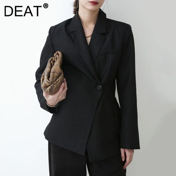 women's suits & blazers deat woman blazer black solid bandage backless notched long sleeve single button high street style jacket 2021, White;black
women's suits & blazers deat woman blazer black solid bandage backless notched long sleeve single button high street style jacket 2021, White;black