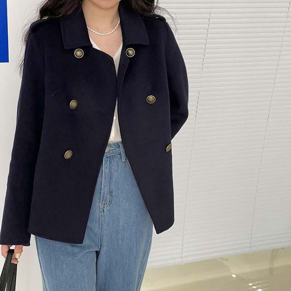 women's wool & blends autumn and winter 2021 double-sided cashmere coat short korean loose double button heavy industry tweed, Black
women's wool & blends autumn and winter 2021 double-sided cashmere coat short korean loose double button heavy industry tweed, Black