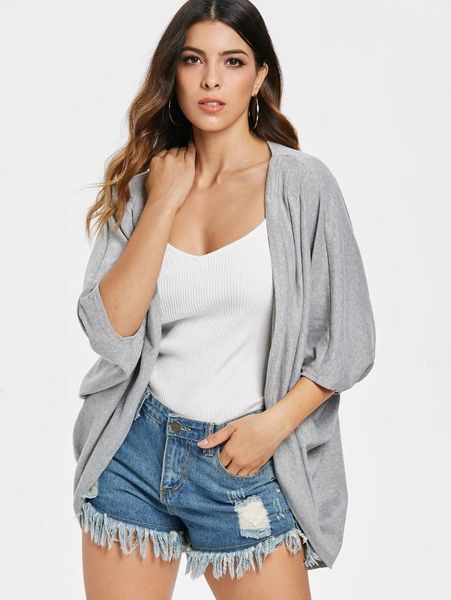 casual solid color 3/4 sleeve loose collarless cardigan for women gray outwear shawl coats autumn winter female women's sweaters, White;black
casual solid color 3/4 sleeve loose collarless cardigan for women gray outwear shawl coats autumn winter female women's sweaters, White;black