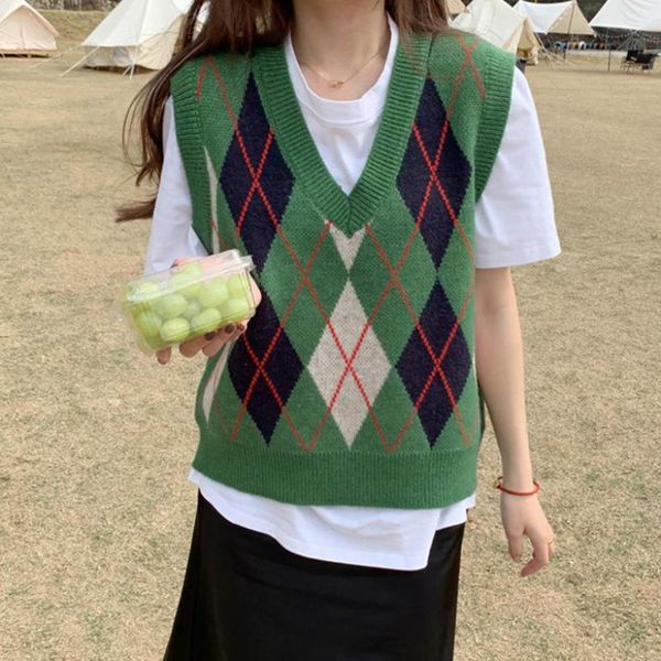 women's vests women argyle knitted sweaters vest ladies vintage geometric pattern pullovers oversize tank pull femme winter sweater, Black;white
women's vests women argyle knitted sweaters vest ladies vintage geometric pattern pullovers oversize tank pull femme winter sweater, Black;white