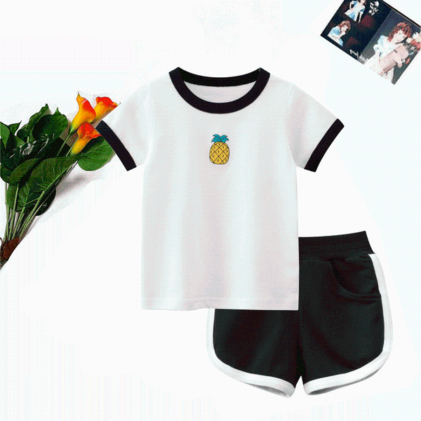 baby boy sport suit 2021 summer cute girl fruit print short-sleeved t-shirt + shorts 2 pcs 2-7 years old children's clothing sets, White
baby boy sport suit 2021 summer cute girl fruit print short-sleeved t-shirt + shorts 2 pcs 2-7 years old children's clothing sets, White