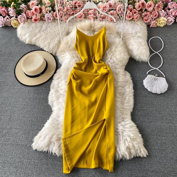 summer pleated v-neck halter dress for womens with waist thin solid color split dressa-line party elegant 2021 casual dresses, Black;gray
summer pleated v-neck halter dress for womens with waist thin solid color split dressa-line party elegant 2021 casual dresses, Black;gray