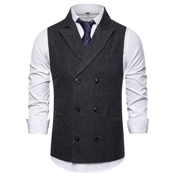 men's vests double-breasted herringbone vest casual suit wedding business man, Black;white
men's vests double-breasted herringbone vest casual suit wedding business man, Black;white