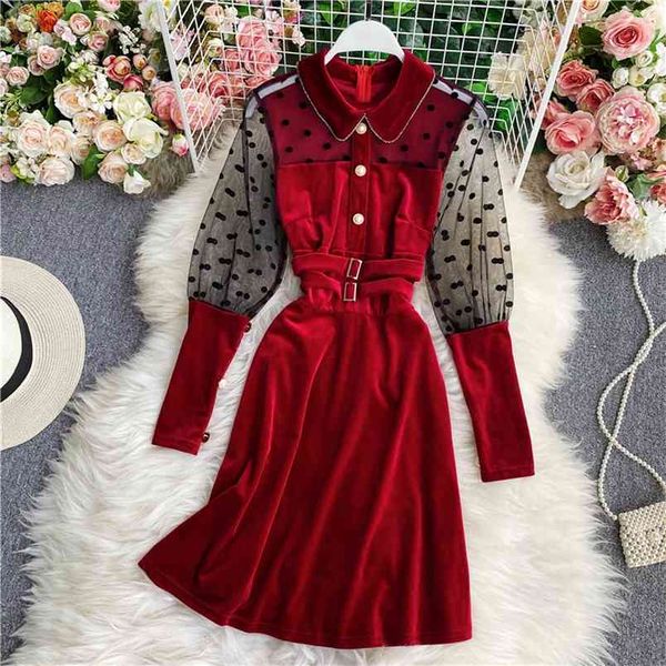 autumn winter goose down lapel stitching mesh lantern sleeves elegant waist slim fashion temperament dress uk623 210506, Black;gray
autumn winter goose down lapel stitching mesh lantern sleeves elegant waist slim fashion temperament dress uk623 210506, Black;gray