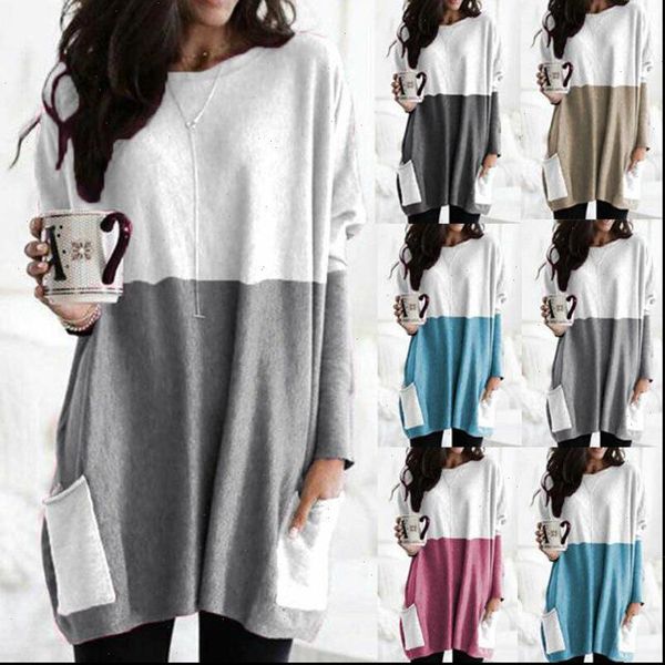 oversize clothing round neck womens blouses long sleeve stitching casual pocket simple loose autumn and winter shirts, White
oversize clothing round neck womens blouses long sleeve stitching casual pocket simple loose autumn and winter shirts, White