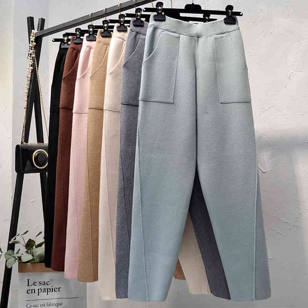 pant women's winter warm wool blend thick harem knitted ankle retro thickening solid pink/blue casual loose knit pants trousers, Black;white
pant women's winter warm wool blend thick harem knitted ankle retro thickening solid pink/blue casual loose knit pants trousers, Black;white