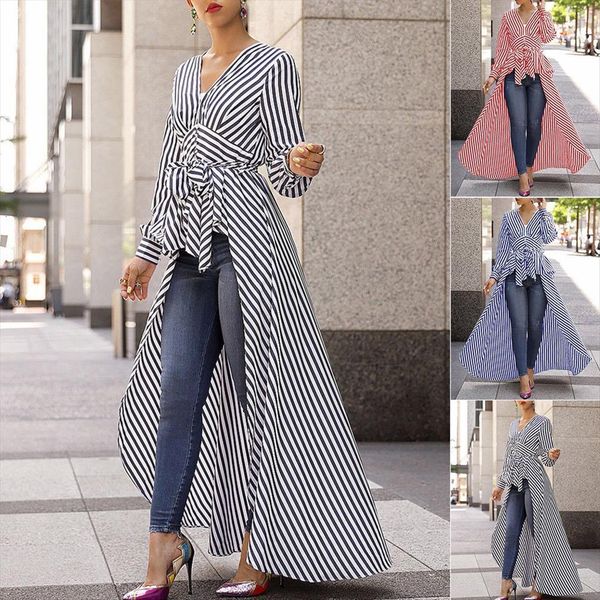 spring autumn black strips women shirt v neck long sleeve work office striped for business, White
spring autumn black strips women shirt v neck long sleeve work office striped for business, White