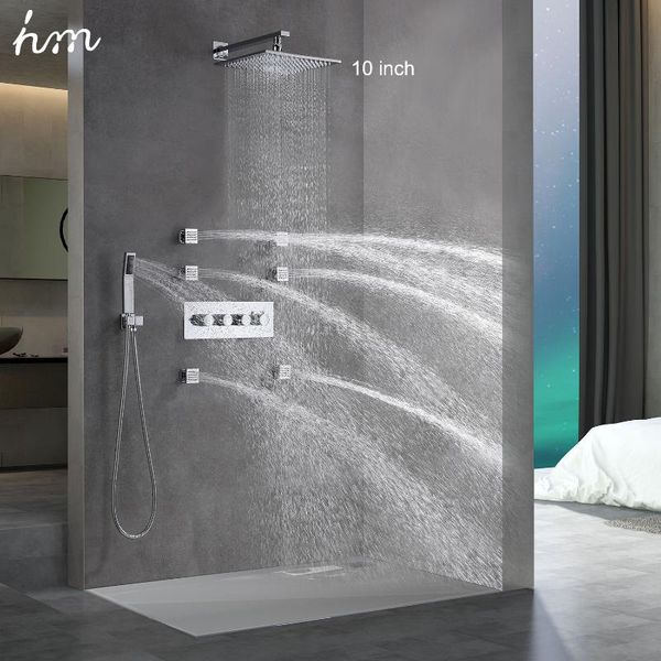 inch big rain plating brass bathroom shower faucet thermostatic valve set with 6 message nozzles sets
inch big rain plating brass bathroom shower faucet thermostatic valve set with 6 message nozzles sets
