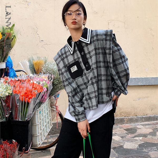 women's gray black plaid lapel long-sleeved loose casual all-match shirt fashion trend spring autumn 2e1181 210507, White
women's gray black plaid lapel long-sleeved loose casual all-match shirt fashion trend spring autumn 2e1181 210507, White