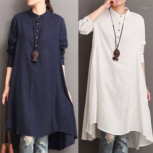 women's blouses & shirts cotton linen robe female dresses elegant plus size long sleeve o neck maxi kaftan dress casual vintage solid p, White
women's blouses & shirts cotton linen robe female dresses elegant plus size long sleeve o neck maxi kaftan dress casual vintage solid p, White